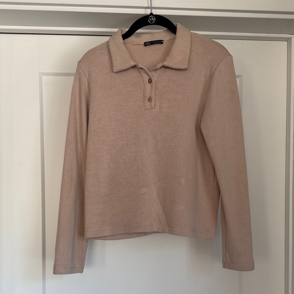 Zara Knit Long Sleeve Polo Top
